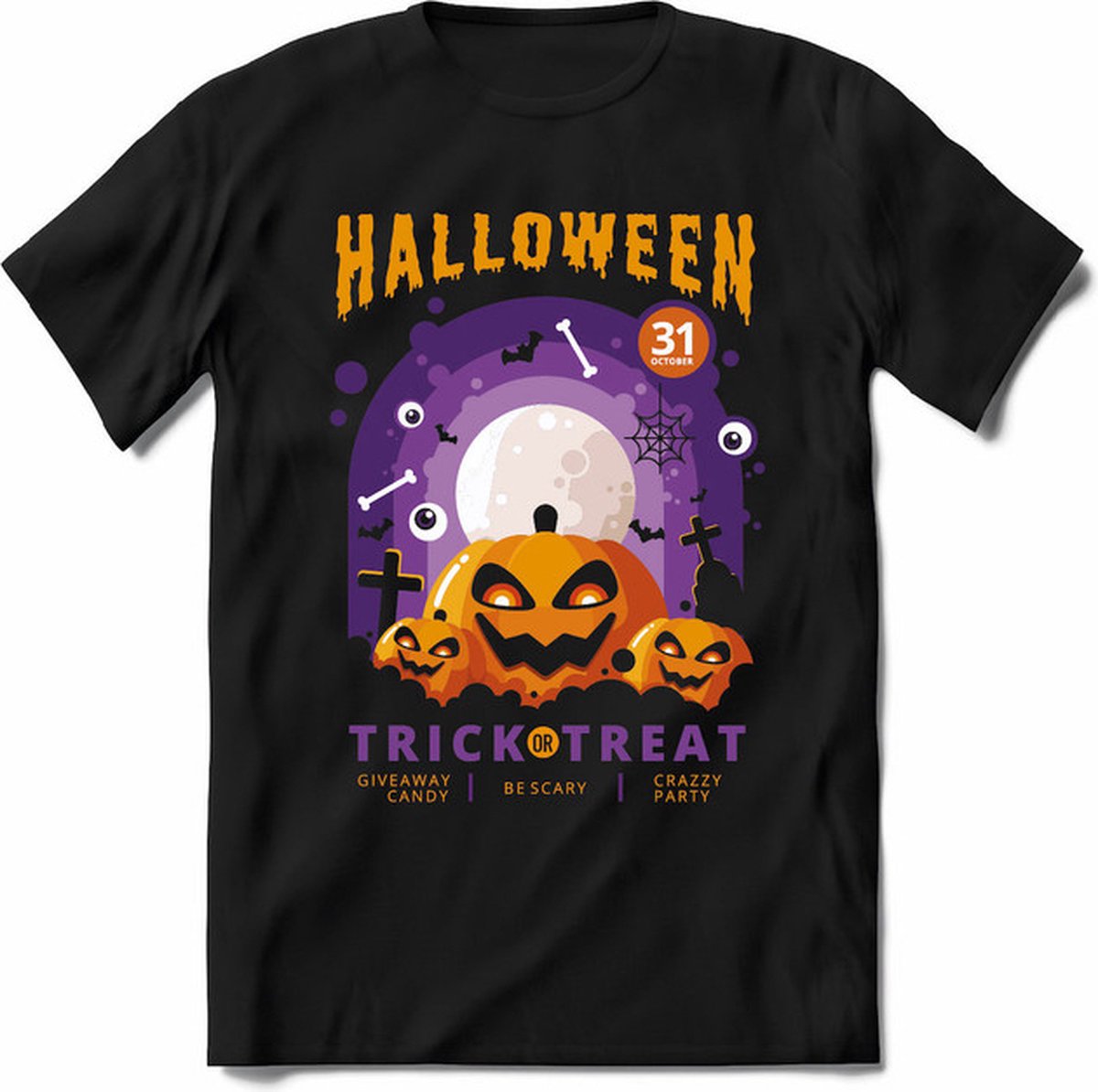 Halloween T-Shirt | Horror  Kleding Heren / Dames | Weerwolf , Monster , Vleermuis en Pompoen  Shirt |